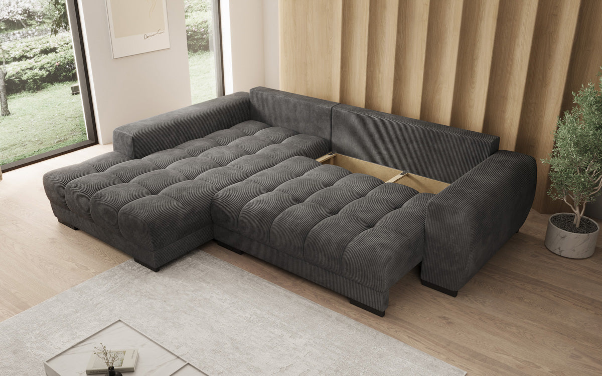 Designer Sofa Balu mit Schlaffunktion und Stauraum in Cord