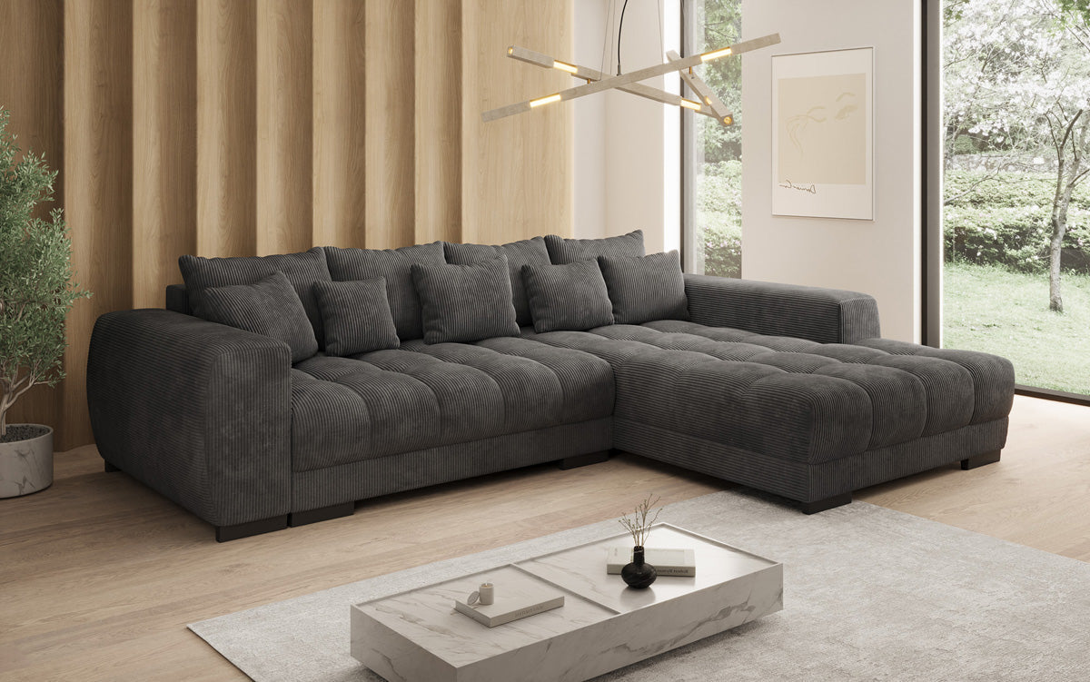 Designer Sofa Balu mit Schlaffunktion und Stauraum in Cord