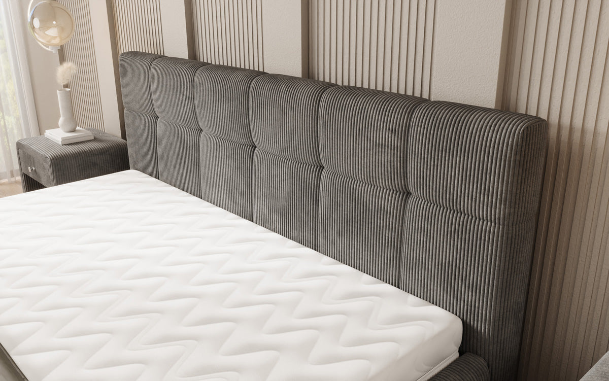 Designer upholstered bed Nelly in Corduroy with storage space