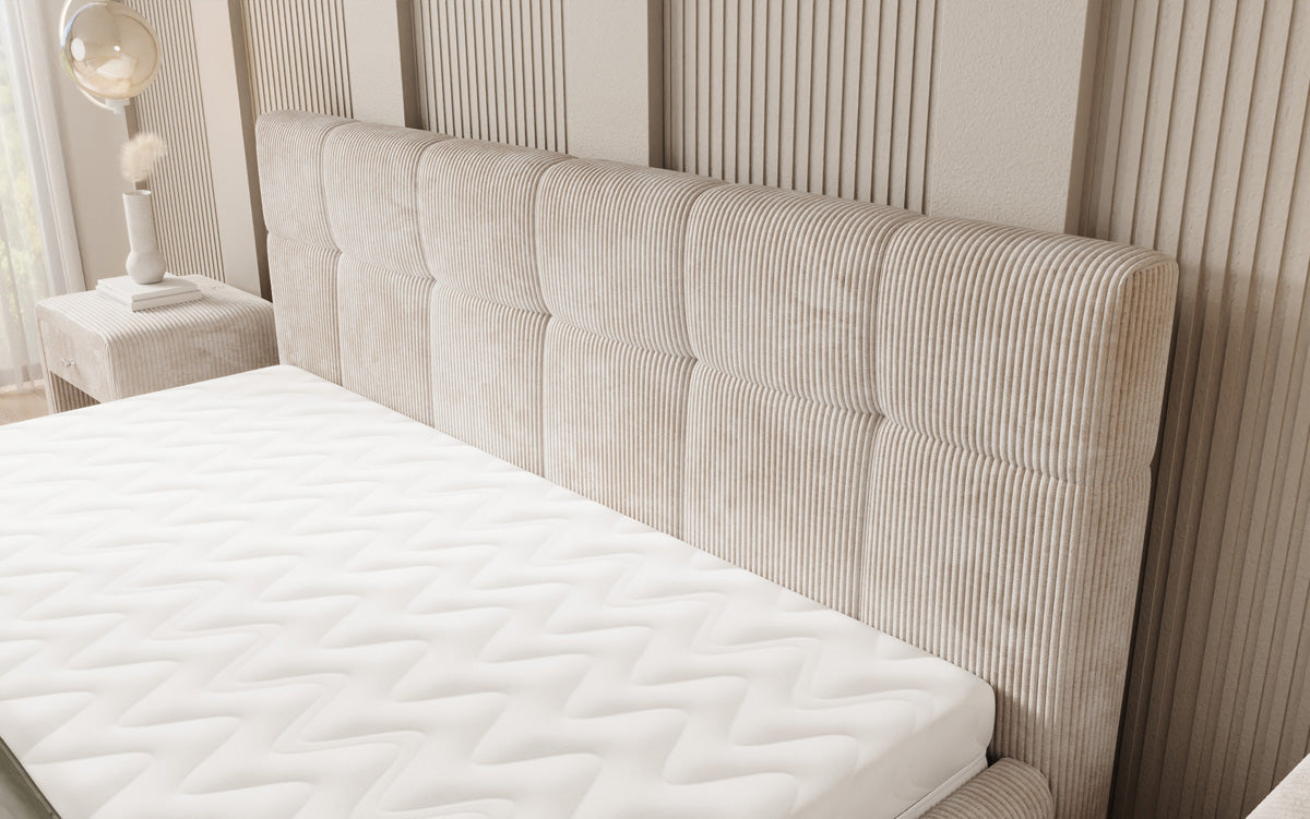 Designer upholstered bed Nelly in Corduroy with storage space