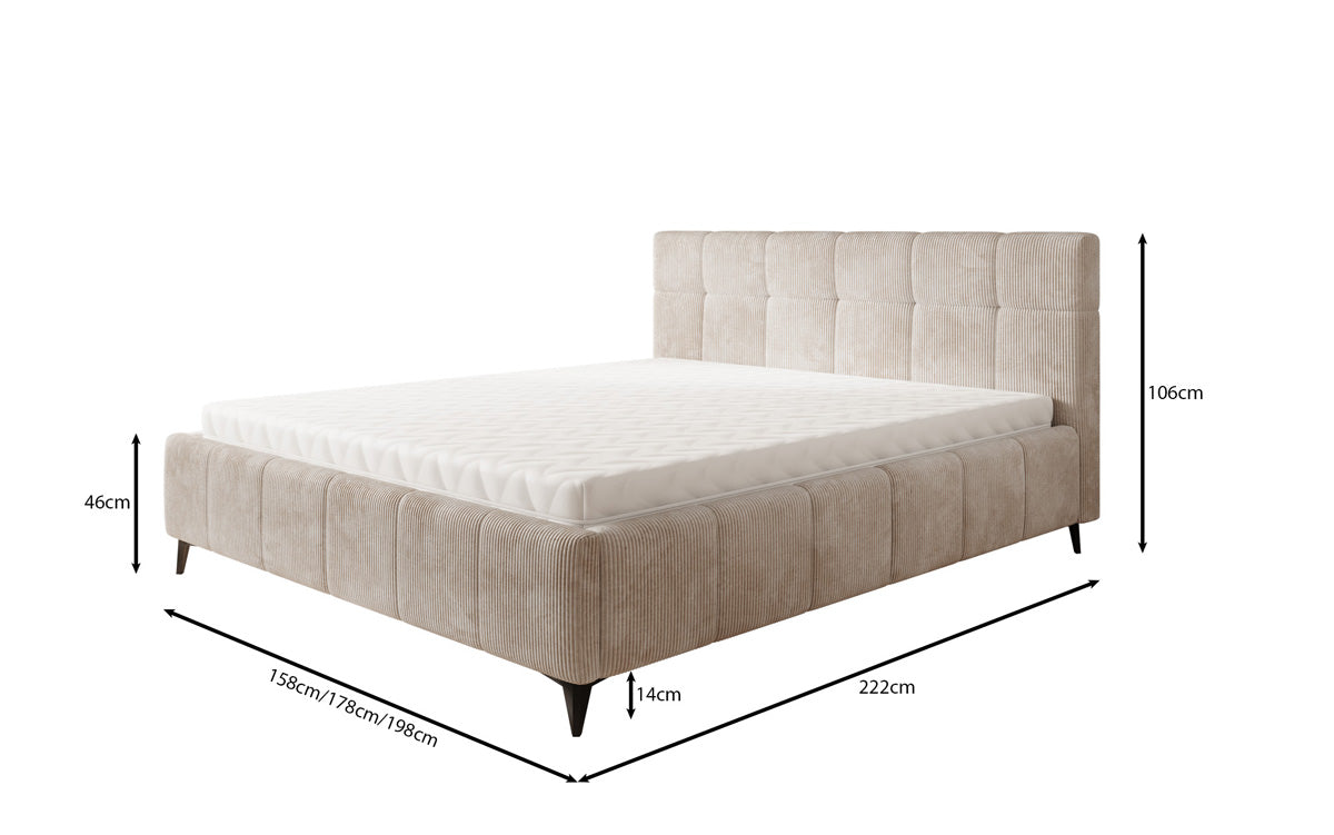 Designer upholstered bed Nelly in Corduroy with storage space