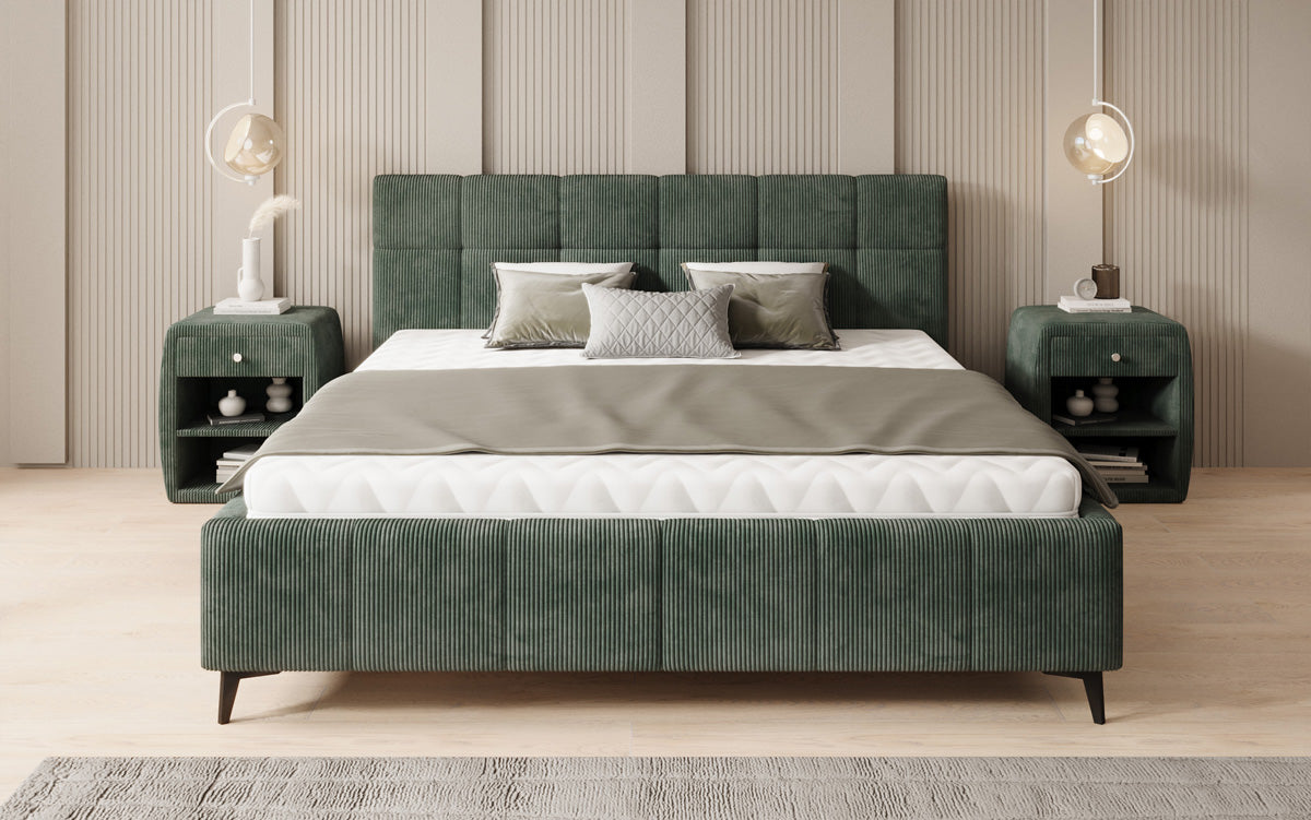 Designer upholstered bed Nelly in Corduroy with storage space