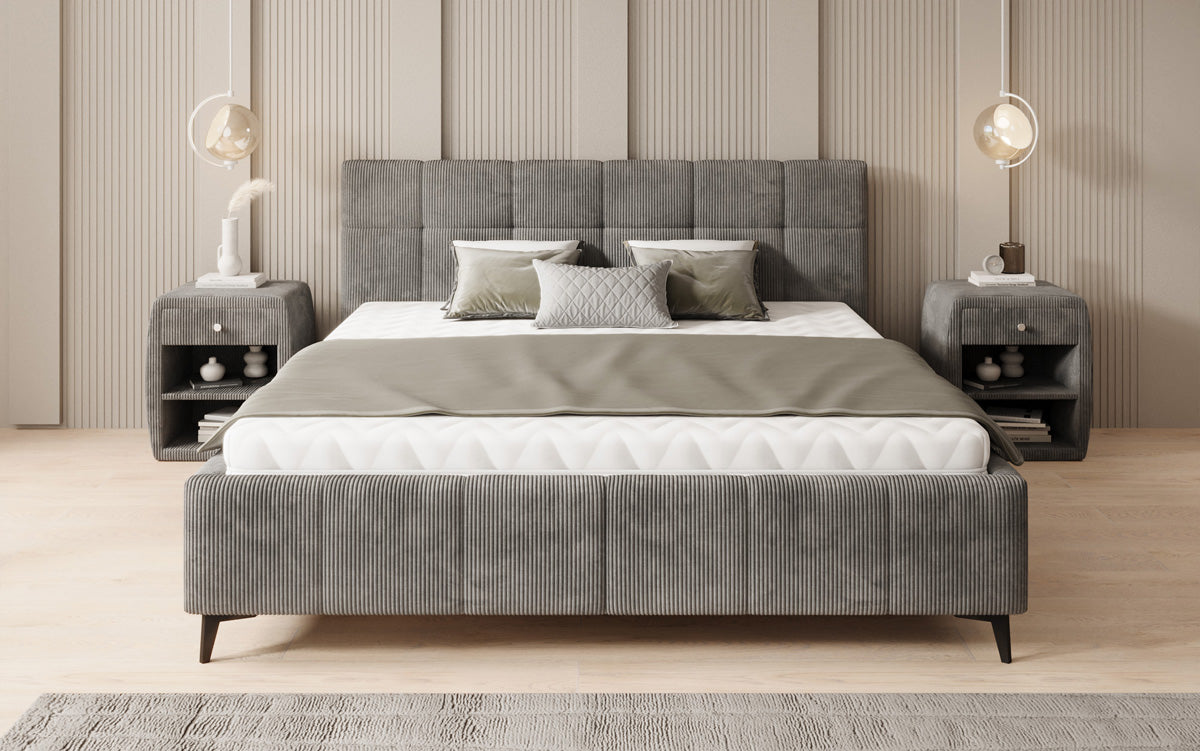 Designer upholstered bed Nelly in Corduroy with storage space