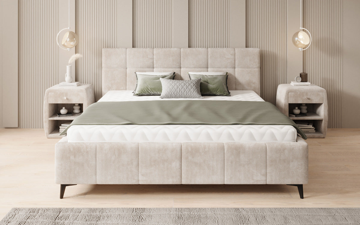 Designer upholstered bed Nelly in Corduroy with storage space