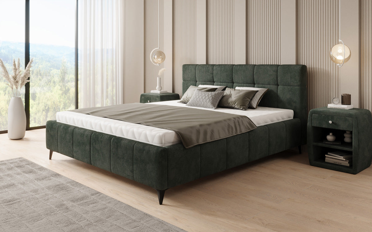 Designer upholstered bed Nelly in Corduroy with storage space
