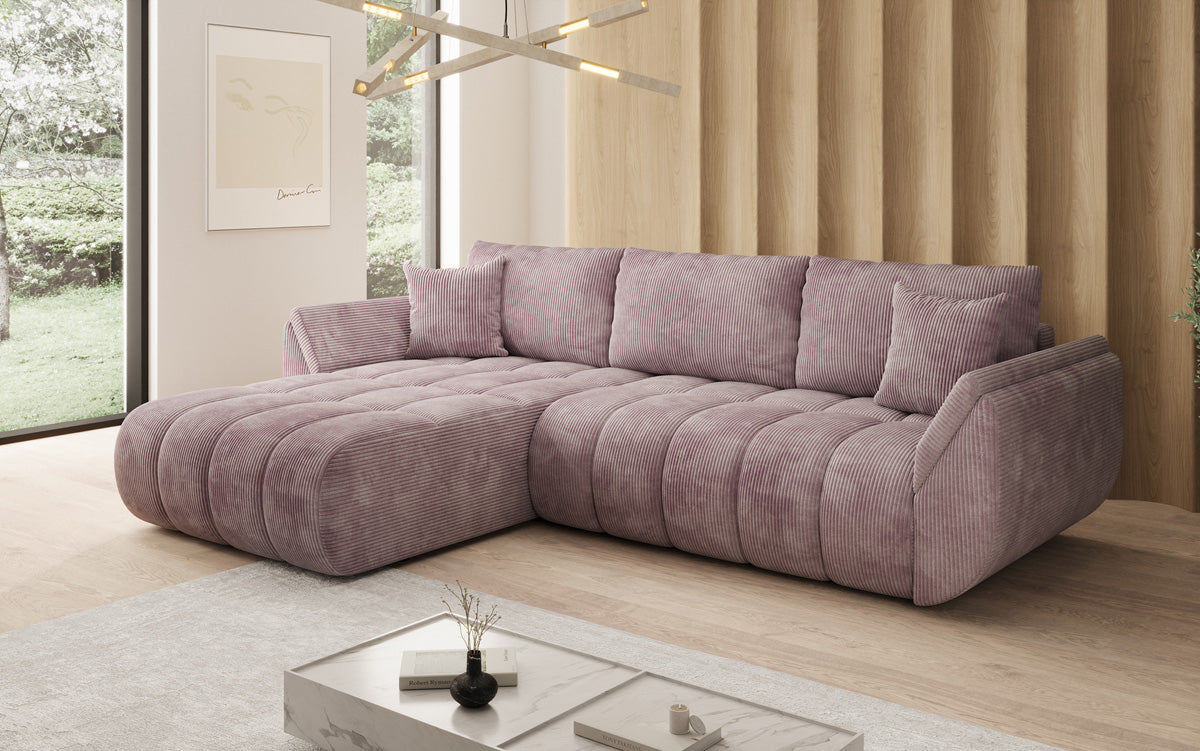 Designer Sofa Lenoa L mit Schlaffunktion und Stauraum in Cord