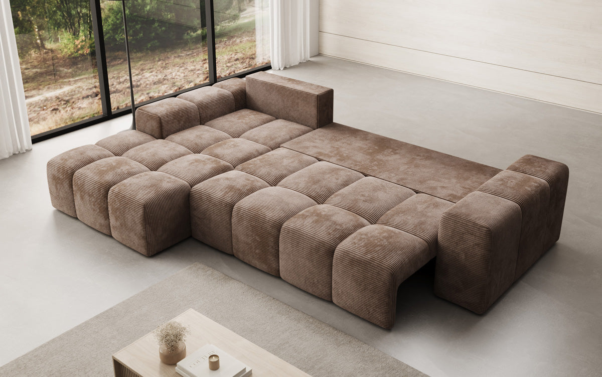 Designer Sofa Aila with sleeping and folding function in Corduroy