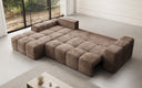 Designer corner sofa Aila with sofa bed and folding function in Corduroy