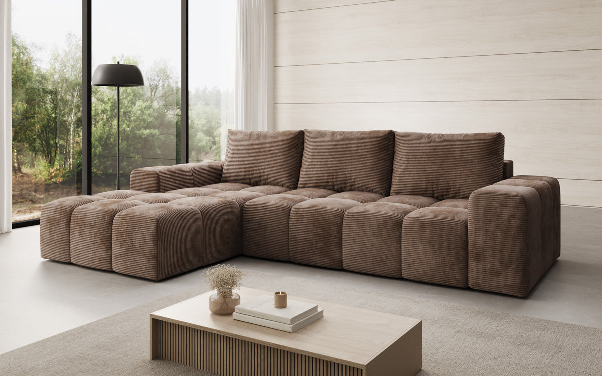 Designer Sofa Aila with sleeping and folding function in Corduroy