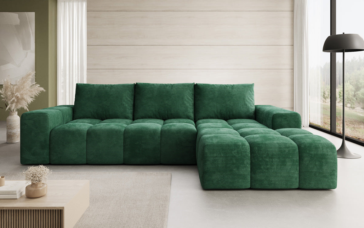 Designer Sofa Aila with sleeping and folding function in Corduroy