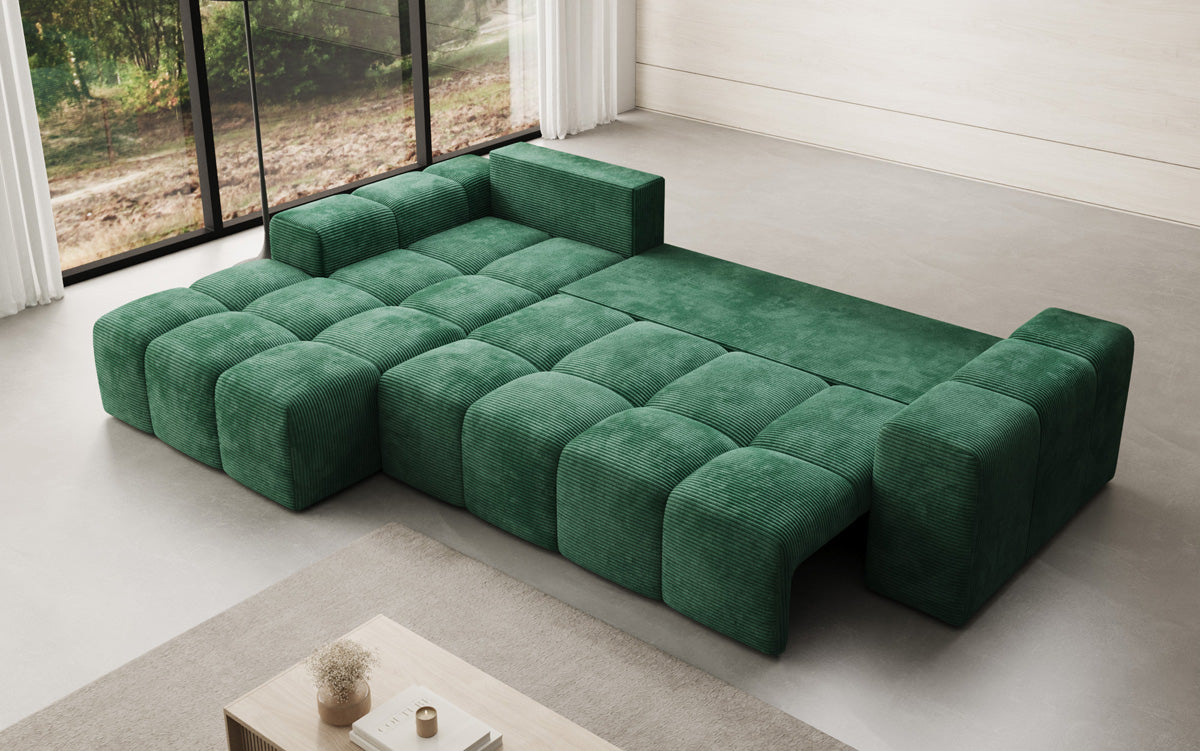Designer Sofa Aila with sleeping and folding function in Corduroy