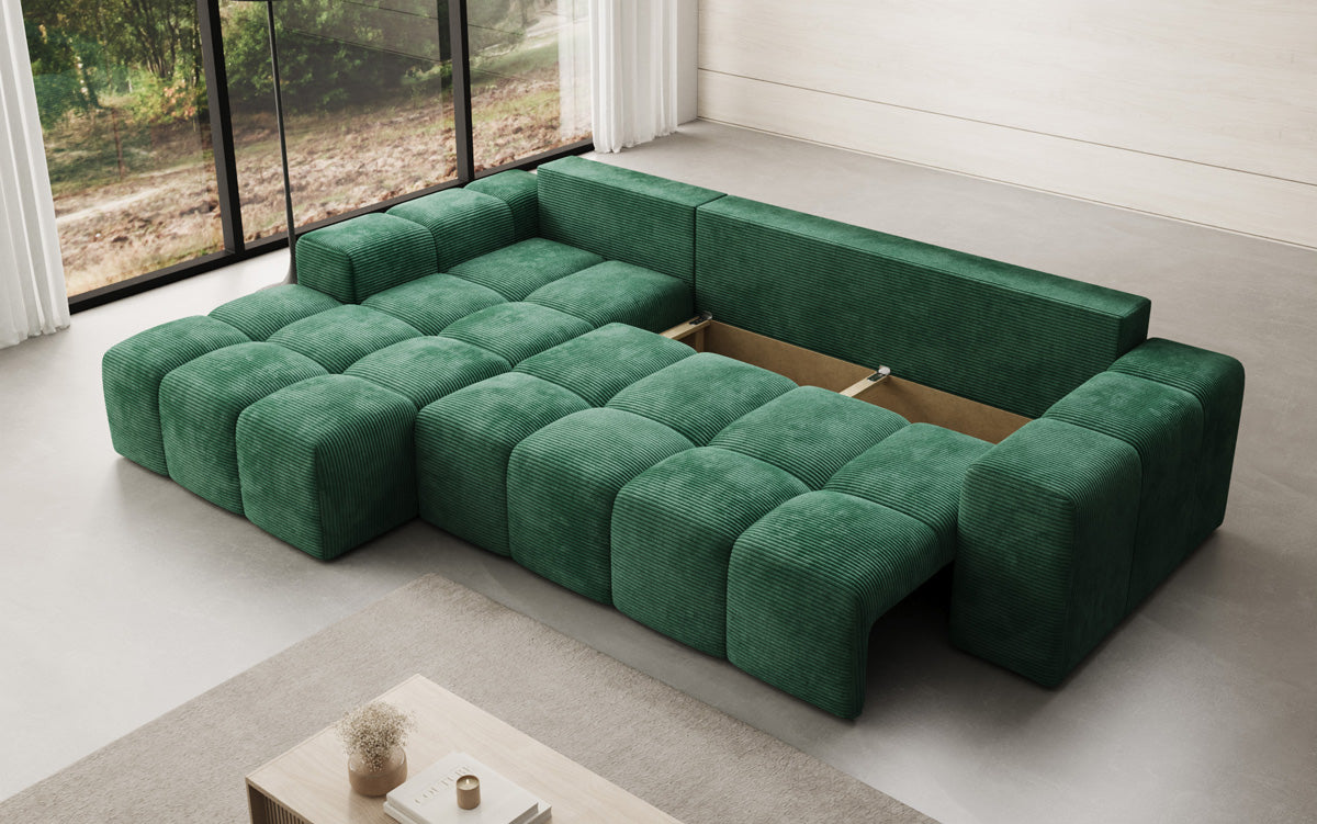 Designer Sofa Aila with sleeping and folding function in Corduroy