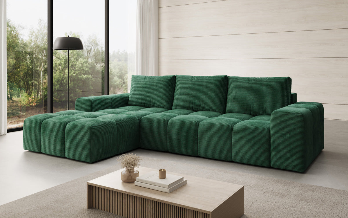 Designer Sofa Aila with sleeping and folding function in Corduroy