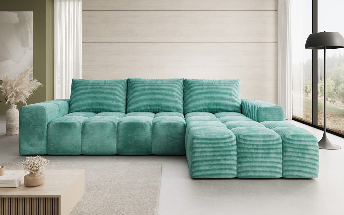 Designer Sofa Aila with sleeping and folding function in Corduroy
