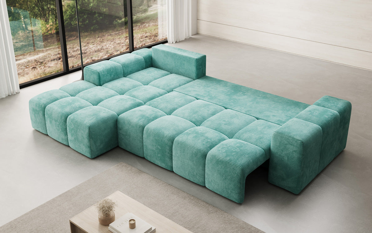 Designer Sofa Aila with sleeping and folding function in Corduroy