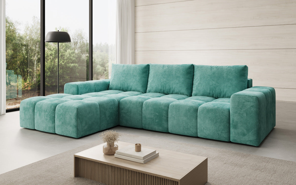 Designer Sofa Aila with sleeping and folding function in Corduroy