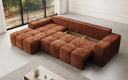 Designer corner sofa Aila with sofa bed and folding function in Corduroy