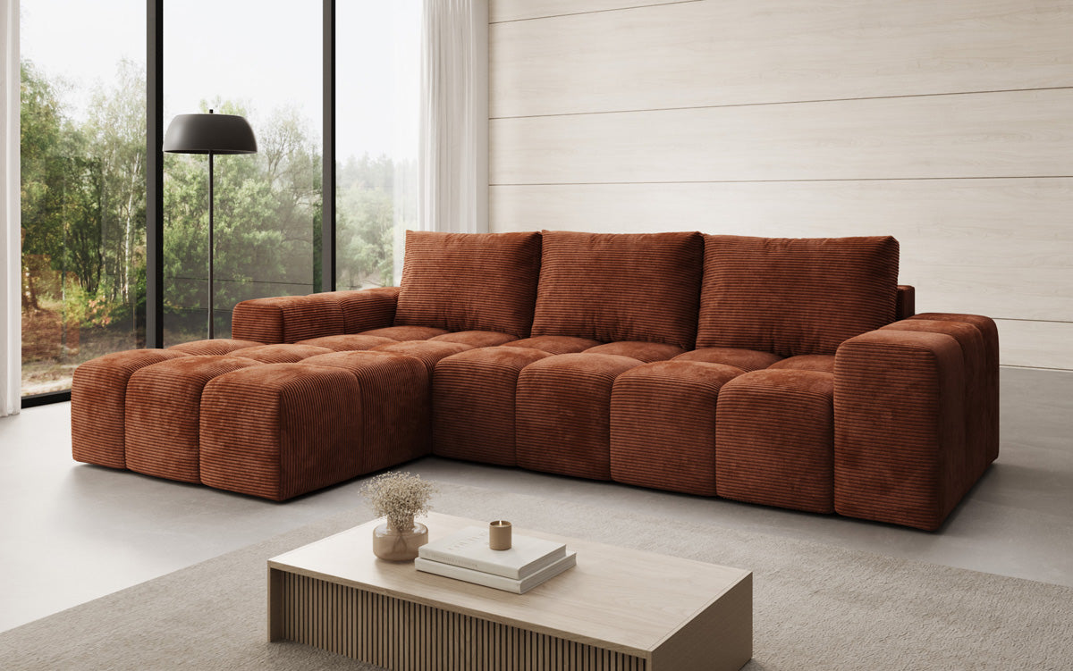 Designer Sofa Aila with sleeping and folding function in Corduroy