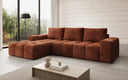 Designer corner sofa Aila with sofa bed and folding function in Corduroy