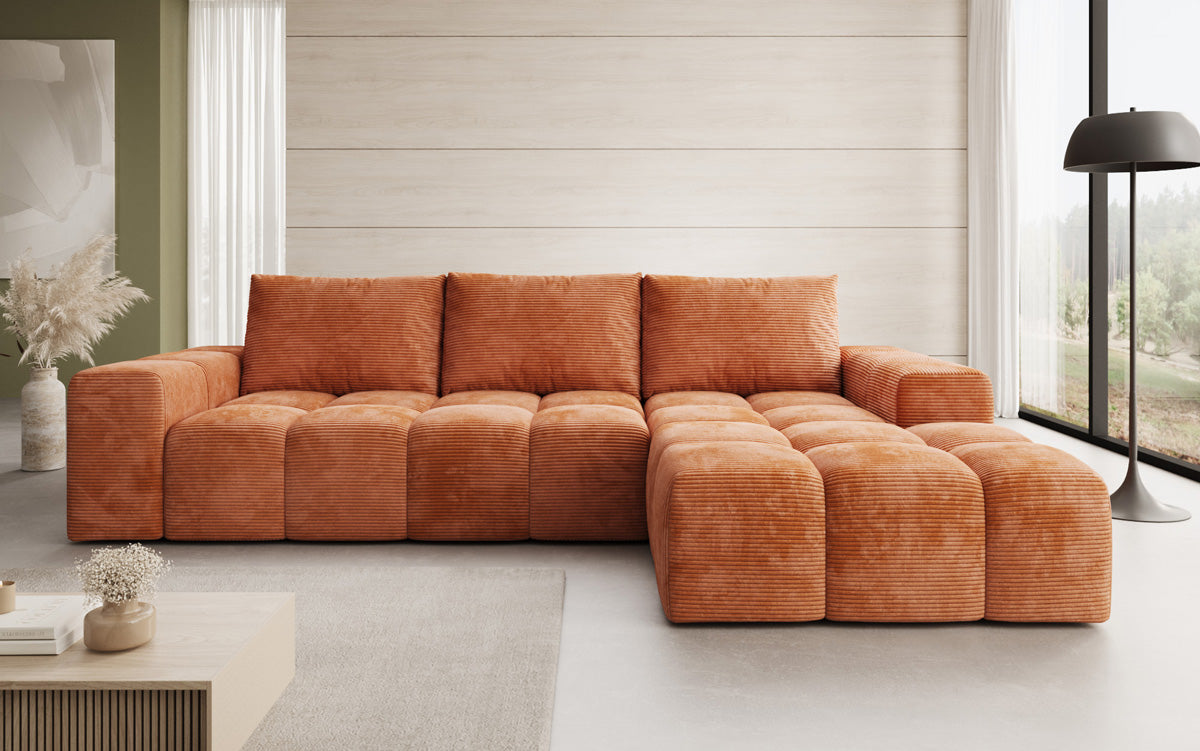 Designer Sofa Aila with sleeping and folding function in Corduroy