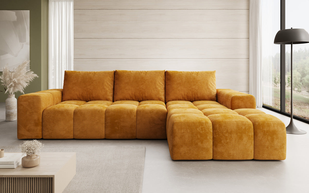Designer Sofa Aila with sleeping and folding function in Corduroy