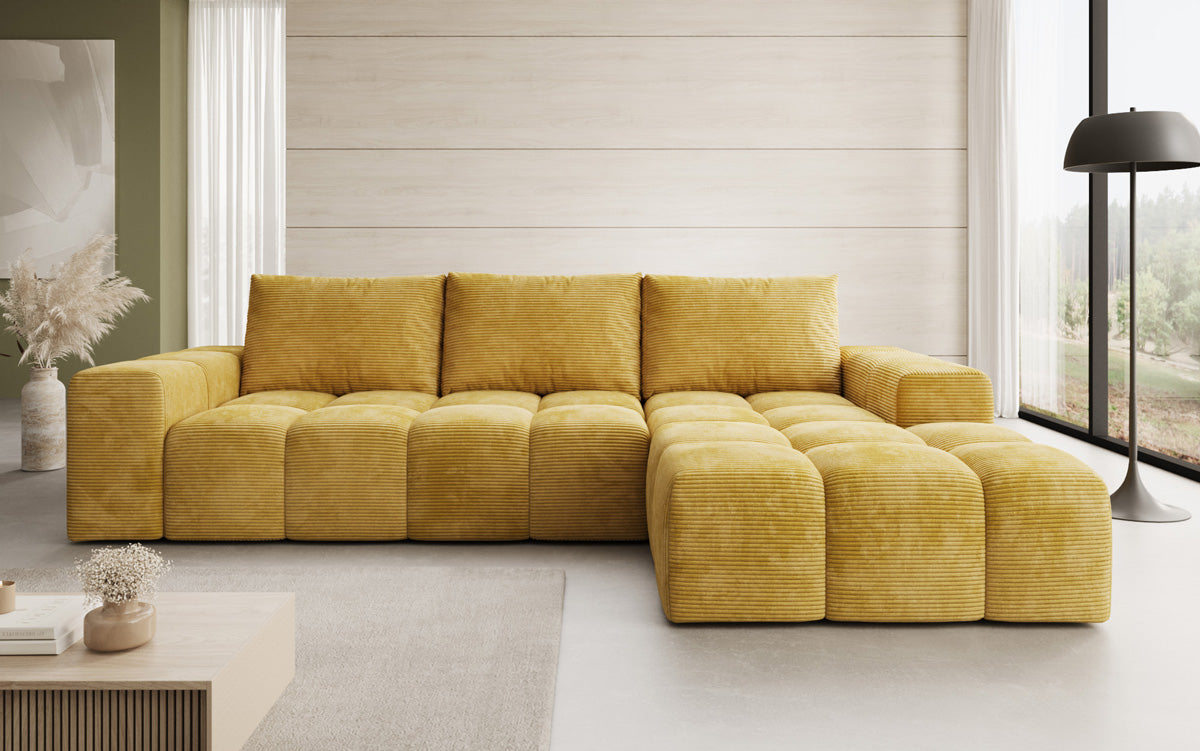 Designer Sofa Aila with sleeping and folding function in Corduroy