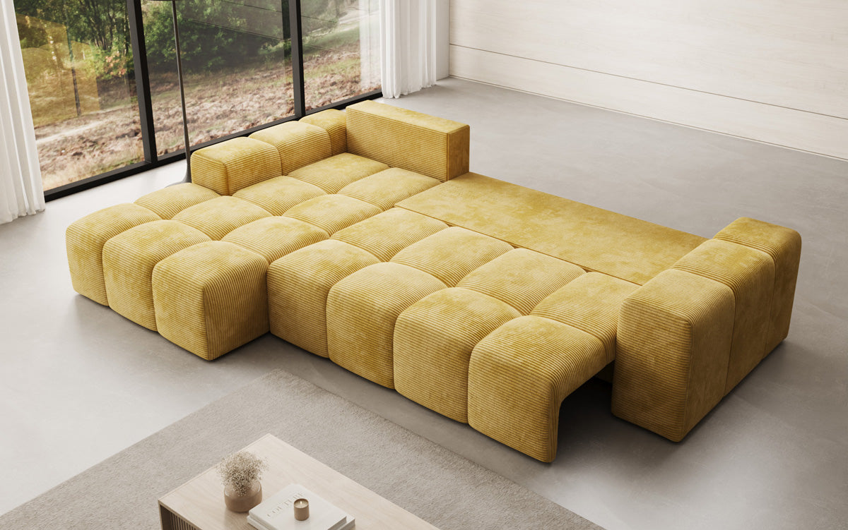 Designer Sofa Aila with sleeping and folding function in Corduroy