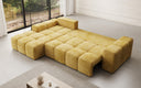 Designer corner sofa Aila with sofa bed and folding function in Corduroy
