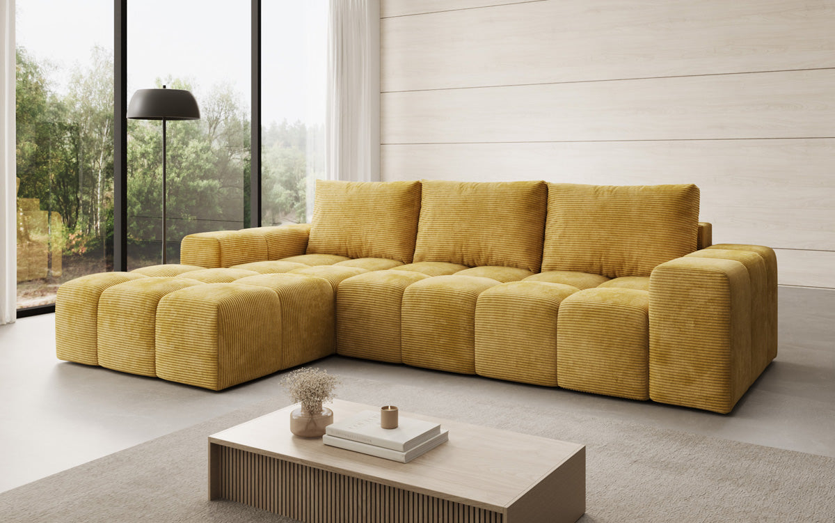 Designer Sofa Aila with sleeping and folding function in Corduroy