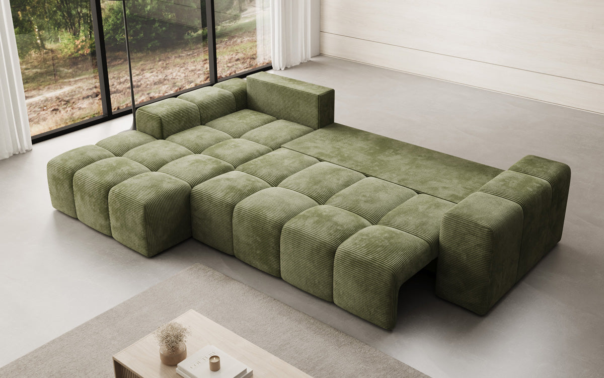 Designer Sofa Aila with sleeping and folding function in Corduroy