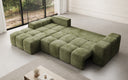 Designer corner sofa Aila with sofa bed and folding function in Corduroy
