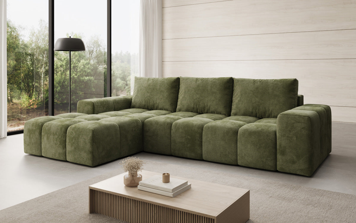 Designer Sofa Aila with sleeping and folding function in Corduroy