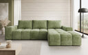 Designer corner sofa Aila with sofa bed and folding function in Corduroy