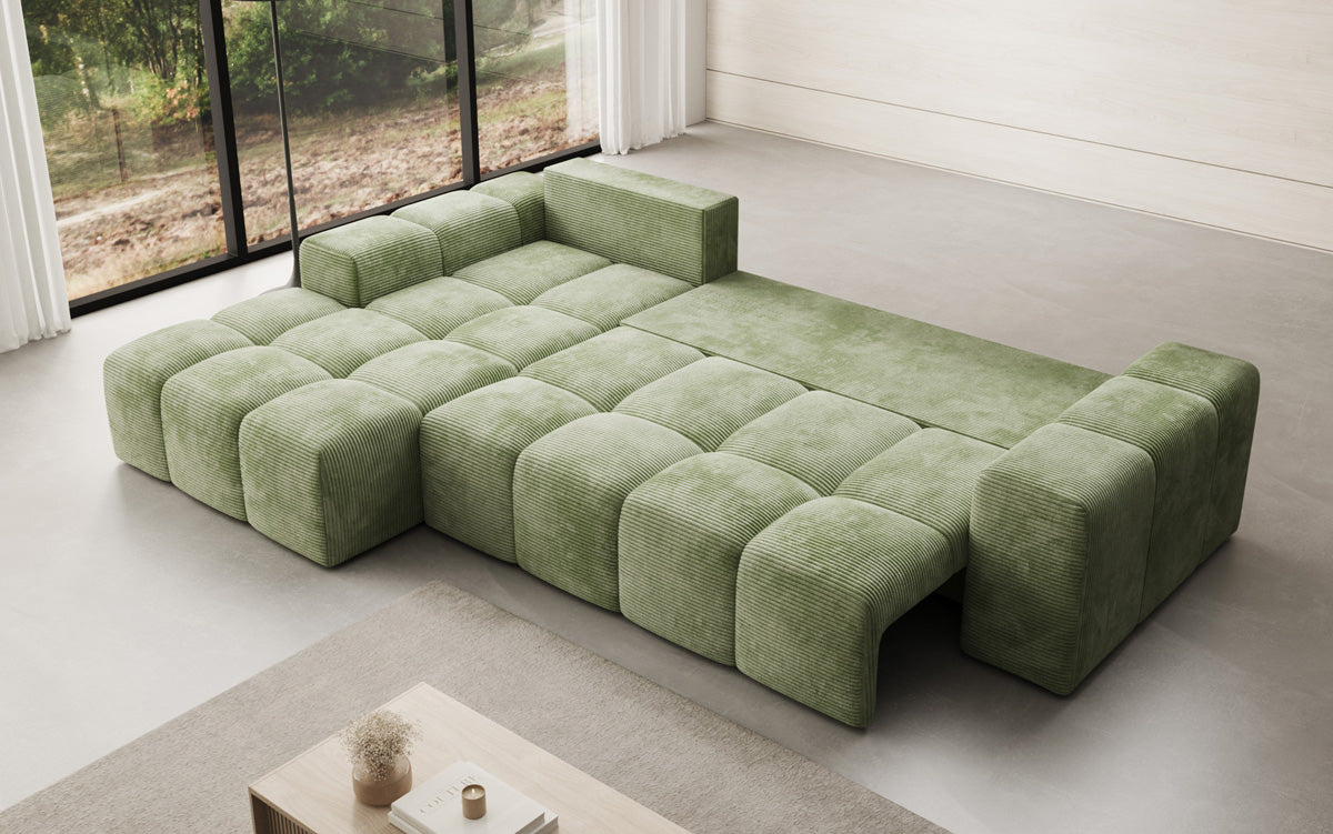 Designer Sofa Aila with sleeping and folding function in Corduroy