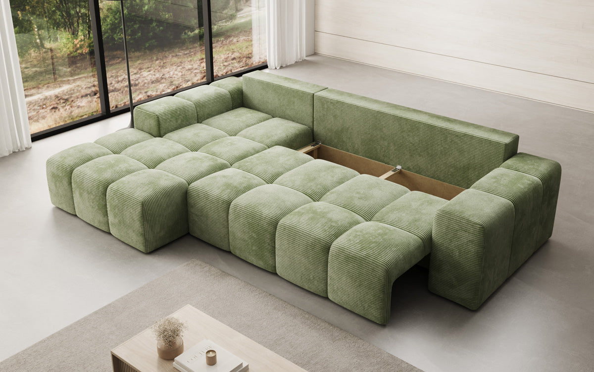 Designer Sofa Aila with sleeping and folding function in Corduroy