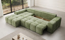 Designer corner sofa Aila with sofa bed and folding function in Corduroy