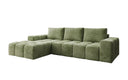 Designer corner sofa Aila with sofa bed and folding function in Corduroy