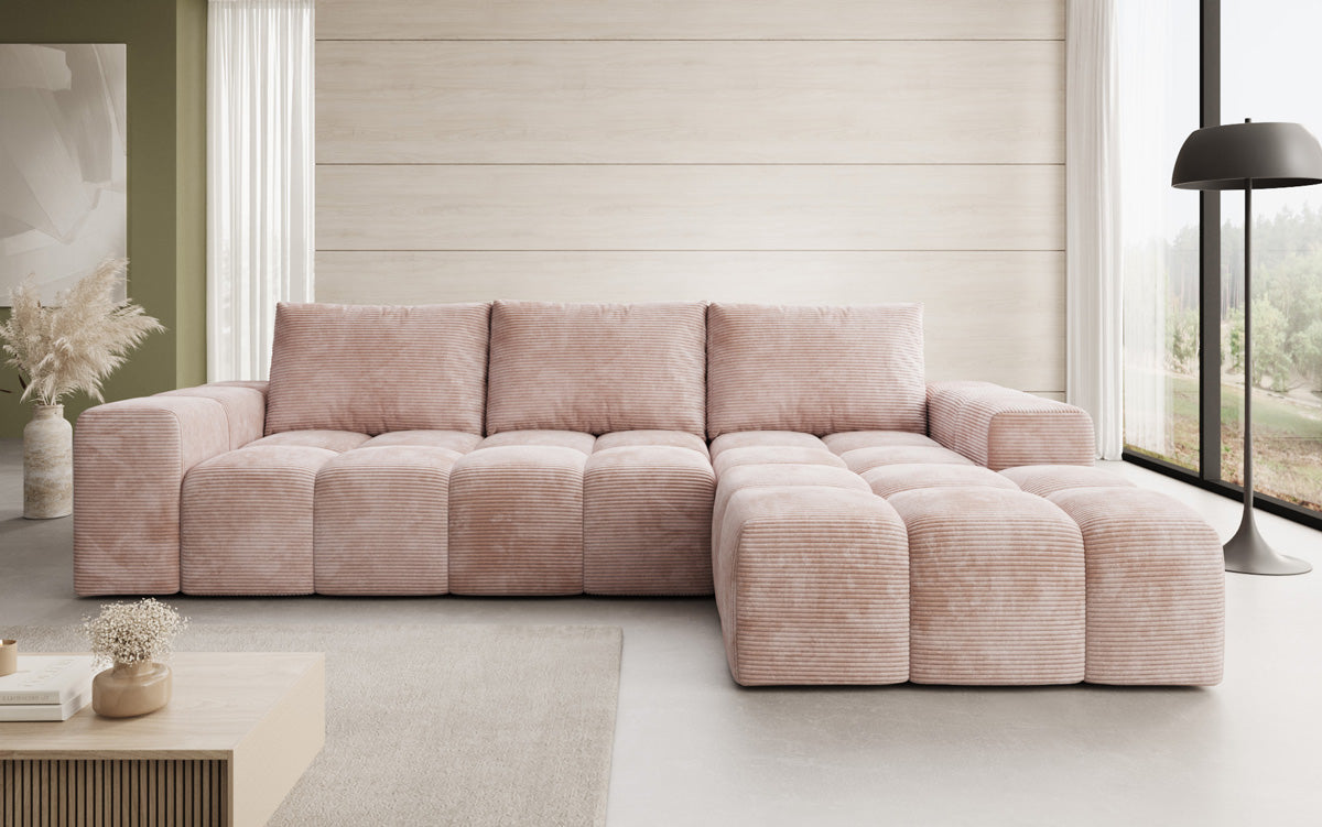 Designer Sofa Aila with sleeping and folding function in Corduroy