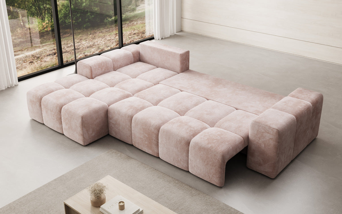 Designer Sofa Aila with sleeping and folding function in Corduroy
