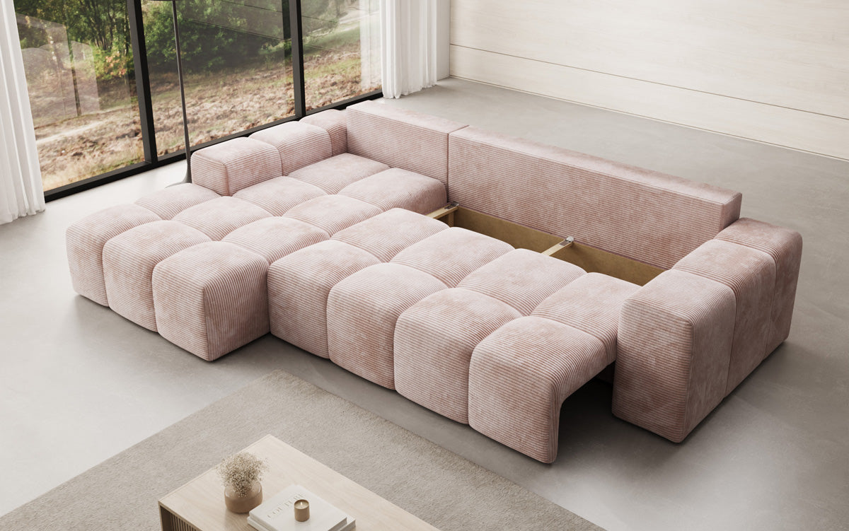 Designer Sofa Aila with sleeping and folding function in Corduroy
