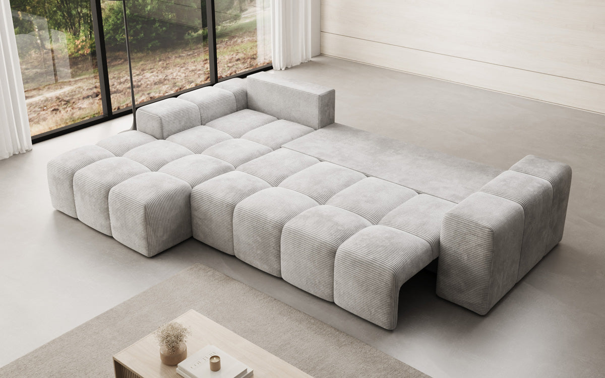 Designer Sofa Aila with sleeping and folding function in Corduroy