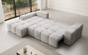 Designer corner sofa Aila with sofa bed and folding function in Corduroy