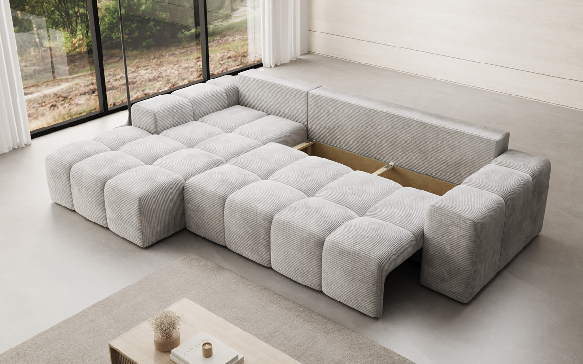 Designer Sofa Aila with sleeping and folding function in Corduroy