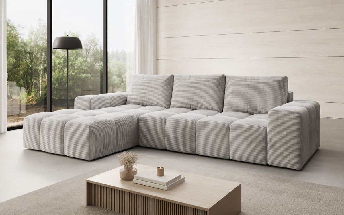 Designer Sofa Aila with sleeping and folding function in Corduroy