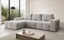 Designer corner sofa Aila with sofa bed and folding function in Corduroy