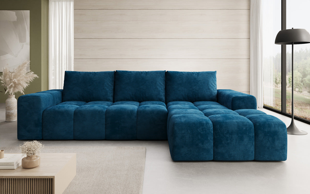 Designer Sofa Aila with sleeping and folding function in Corduroy