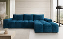 Designer corner sofa Aila with sofa bed and folding function in Corduroy