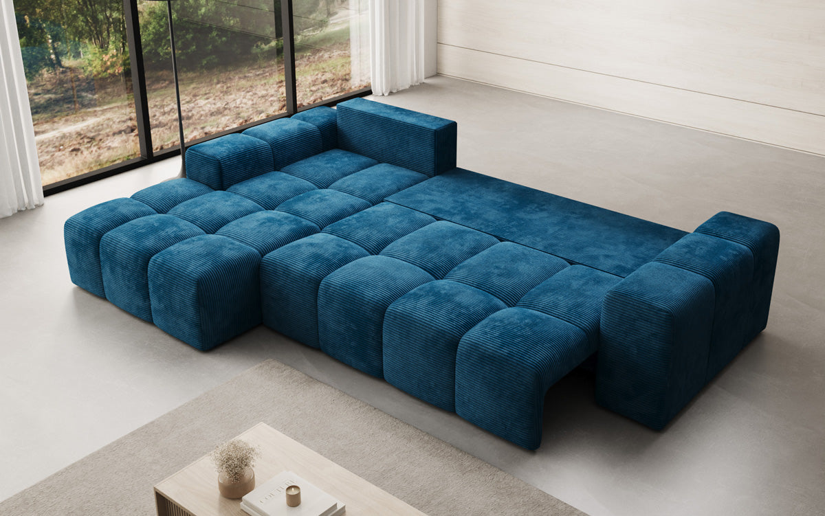 Designer Sofa Aila with sleeping and folding function in Corduroy