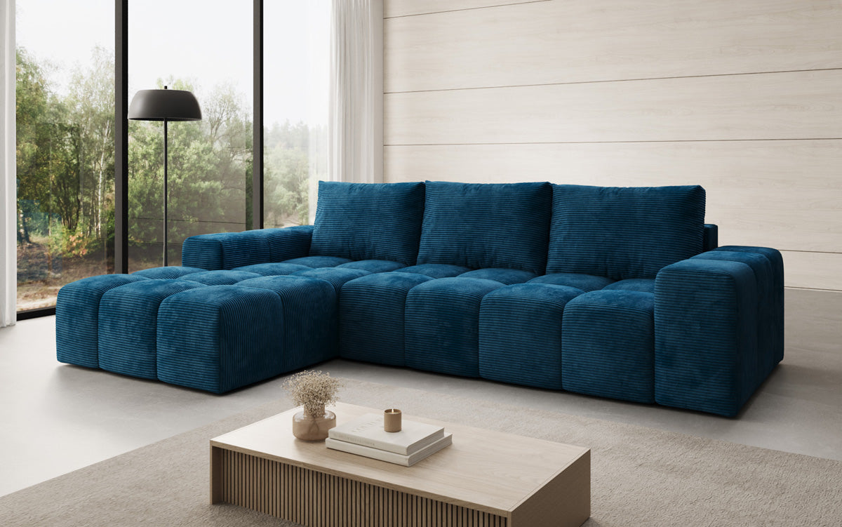Designer Sofa Aila with sleeping and folding function in Corduroy