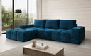 Designer corner sofa Aila with sofa bed and folding function in Corduroy